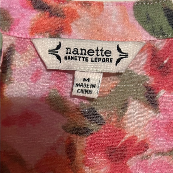 Nanette Lepore Pink and Green Floral Blouse - Picture 2 of 3